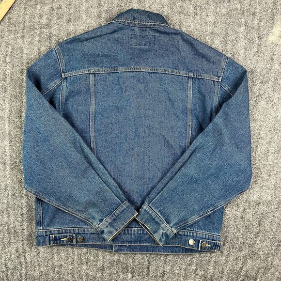 Wrangler Hero Denim Jacket Mens L Blue Jean Button-Up Vintage Classic Trucker - Picture 8 of 9